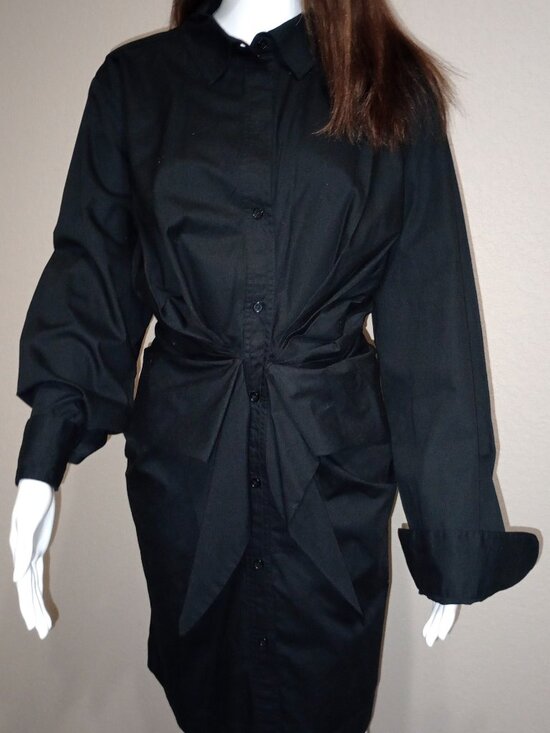 Norma Kamali Dresses & Skirts - Norma Kamali 100% Cotton Ruched Button-Up Shirt Dress – Size XL